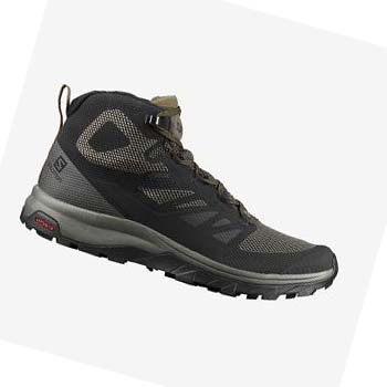 Tenis Senderismo Salomon OUTLINE MID GORE-TEX Hombre Verde Oliva Negros | MX 3597ILH